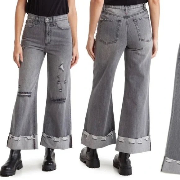 Alice + Olivia Denim - Alice + Olivia Amazing Distressed High Waist Raw Cuffed Boyfriend Jean